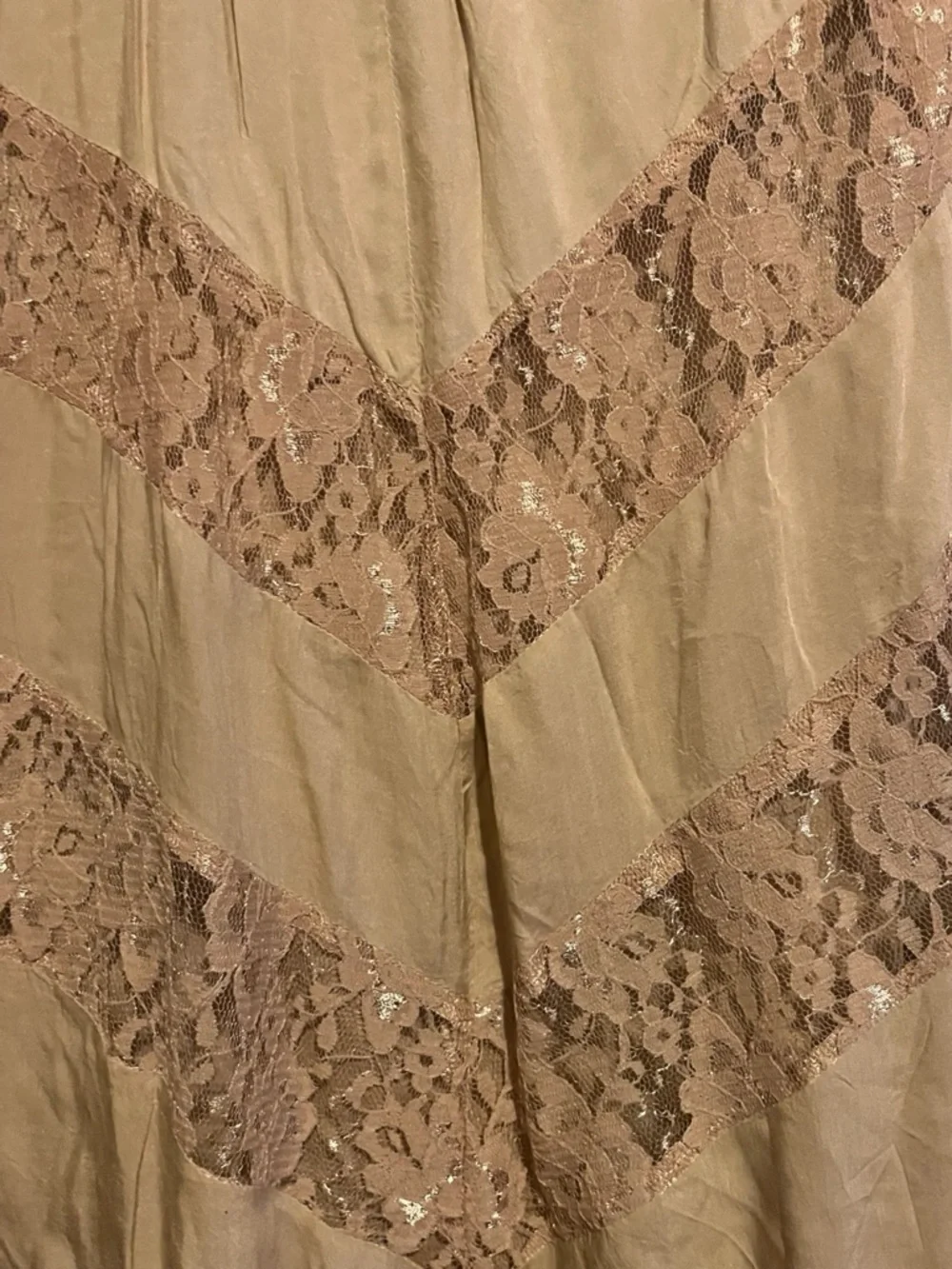 Raj Beige Lace Chevron Maxi Skirt